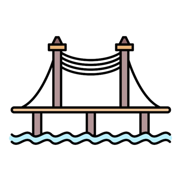 Icono del puente de la autopista Contorno del icono del vector del puente de la autopista color plano aislado