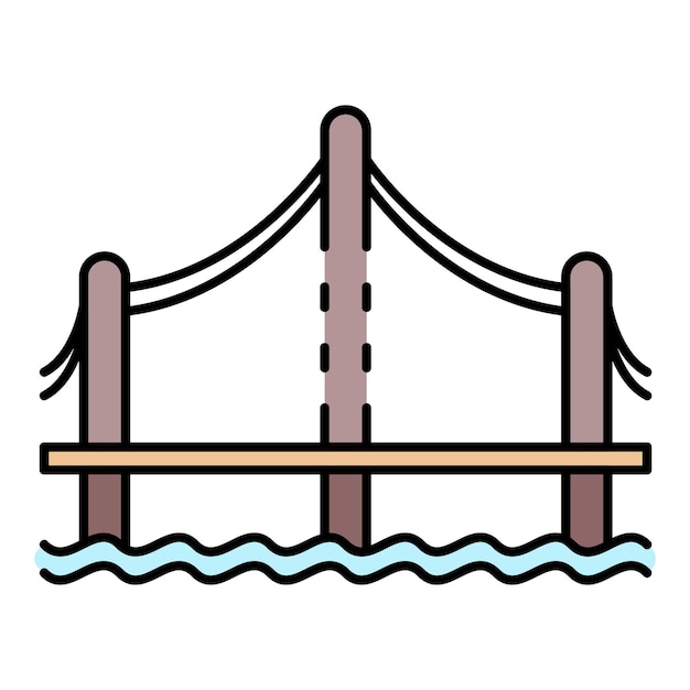 Icono de puente largo urbano Contorno de puente largo urbano vector icono color plano aislado