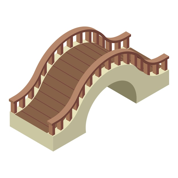 Icono de puente de madera Isométrico de icono de vector de puente de madera para diseño web aislado sobre fondo blanco