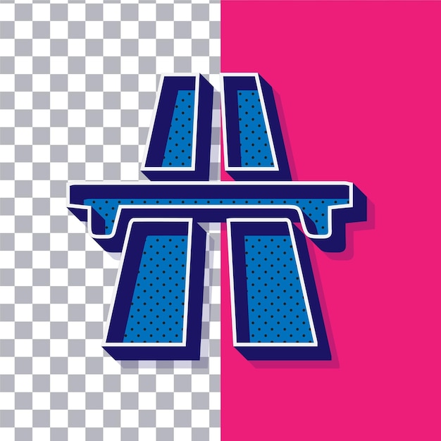 Icono de puente de puntos azules retro 3D en un fondo rosado ajustable