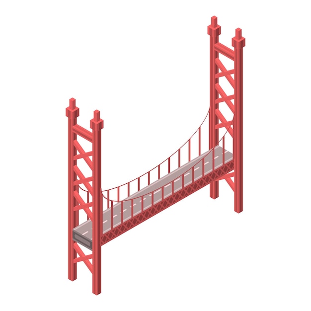 Icono de puente rojo Isométrico del icono de vector de puente rojo para diseño web aislado sobre fondo blanco