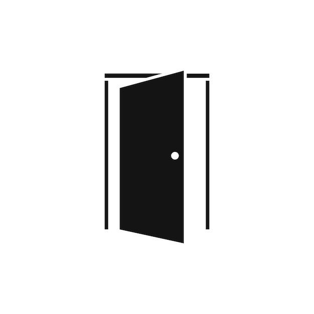 Icono de puerta abierta aislado en fondo blanco
