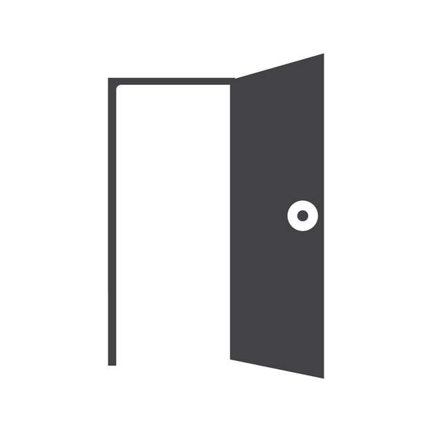 Icono de puerta abierta Marca de símbolo en estilo llenado