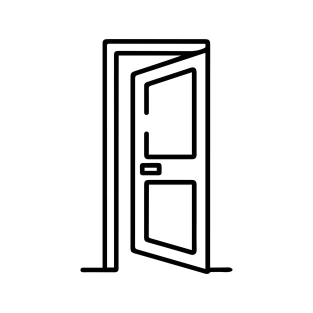 Icono de la puerta casa negra abierta y cerrar contorno entrar en el diseño