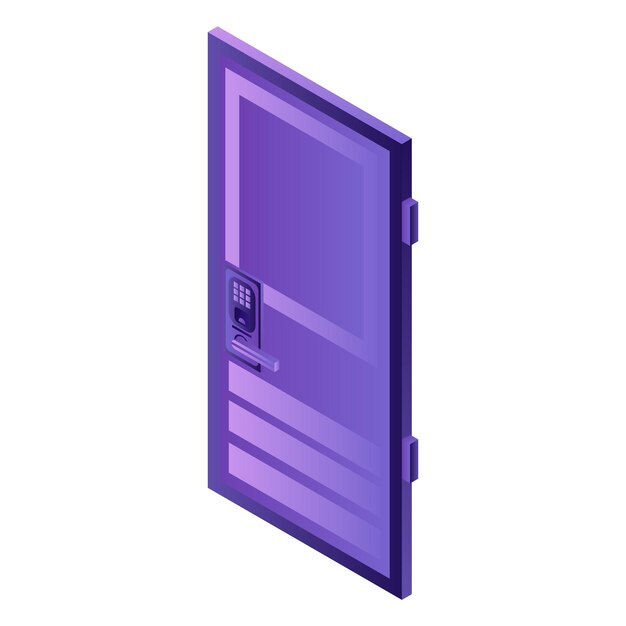 Icono de puerta de cerradura inteligente Isométrico del icono de vector de puerta de cerradura inteligente para diseño web aislado sobre fondo blanco