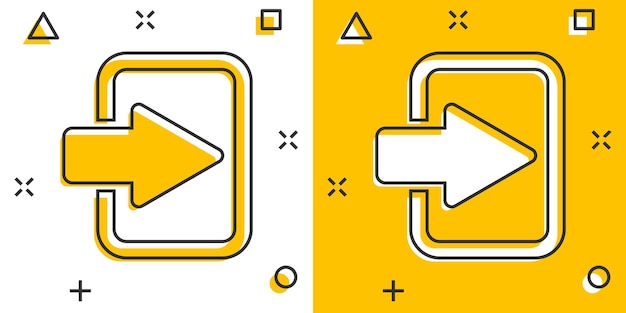 Icono de puerta de entrada de dibujos animados vectoriales en estilo cómico Ilustración del concepto de puertas de salida Pictograma de entrada de puerta concepto de efecto de salpicaduras de negocios
