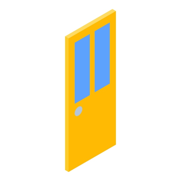 Vector icono de puerta de habitación amarilla isométrica del icono de vector de puerta de habitación amarilla para diseño web aislado sobre fondo blanco