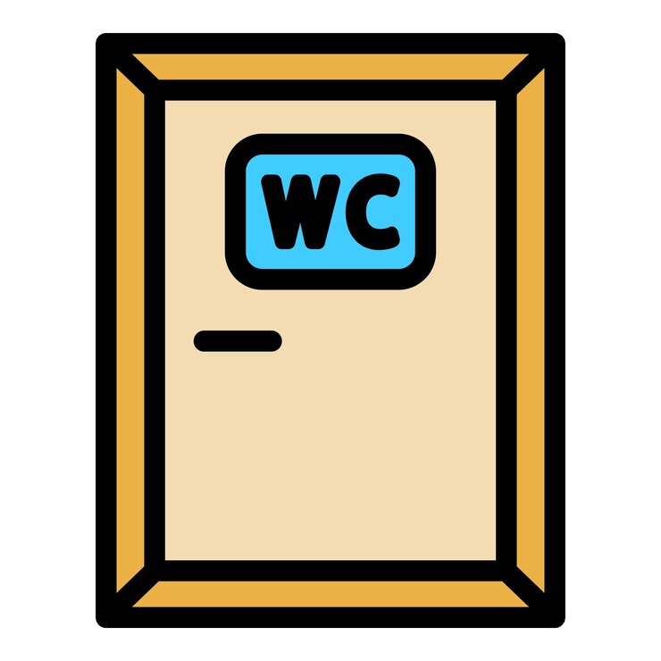 Vector el icono de la puerta de madera del baño contorno del icono vectorial de la puerta del baño del madera color plano aislado