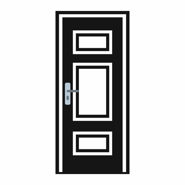 Vector icono de puerta de madera en estilo sencillo sobre un fondo blanco.