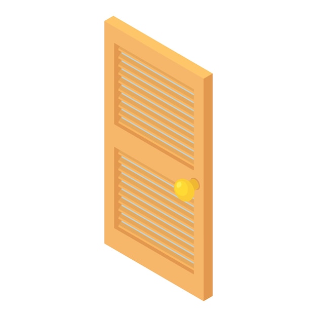 Icono de puerta de madera interior en estilo de dibujos animados aislado en fondo blanco Protección de la ilustración vectorial del símbolo de la casa