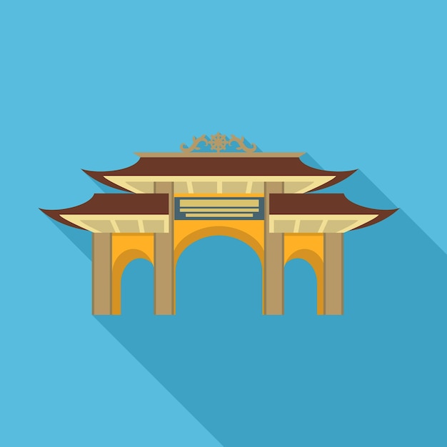 Icono de puerta de pagoda Ilustración plana del icono de vector de puerta de pagoda para diseño web