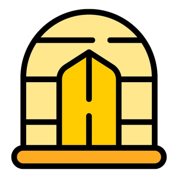 El icono de la puerta de la tienda es el vector de contorno Rv viaje de la silla de la cabaña de color plano