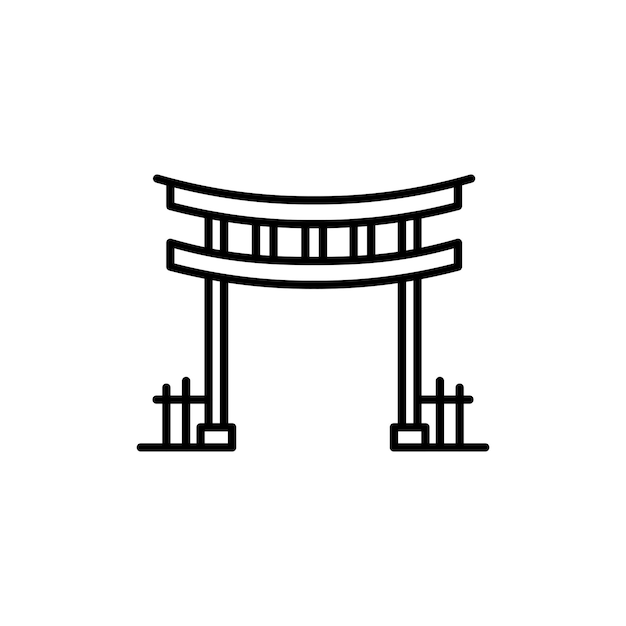 El icono de la puerta de Torii aislado en un fondo blanco