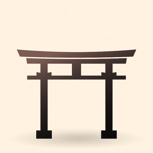 Icono de puerta Torii sintoísta de silueta negra vectorial