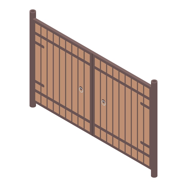 Icono de puertas de madera Isométrica de icono de vector de puertas de madera para diseño web aislado sobre fondo blanco
