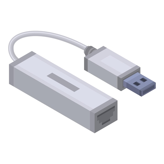 Vector icono de puerto usb a lan isométrico de icono de vector de puerto usb a lan para diseño web aislado sobre fondo blanco