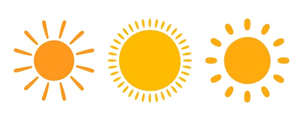Icono de puesta de sol Estrella de sol amarilla Resplandor solar amanecer o puesta de sol Colección de verano Ilustración vectorial plana aislada sobre fondo blanco