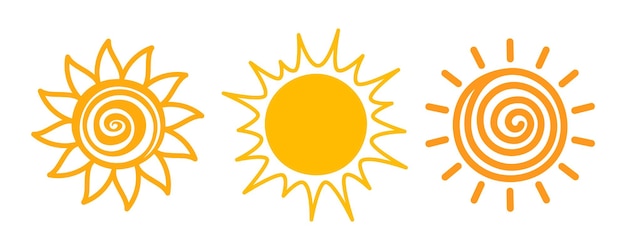 Icono de puesta de sol Estrella de sol amarilla Resplandor solar amanecer o puesta de sol Colección de verano Ilustración vectorial plana aislada sobre fondo blanco