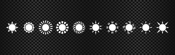 Vector icono de puesta de sol vector de sol icono de salida de sol efecto de luz amarillo símbolo del sol vector de luz del sol sig