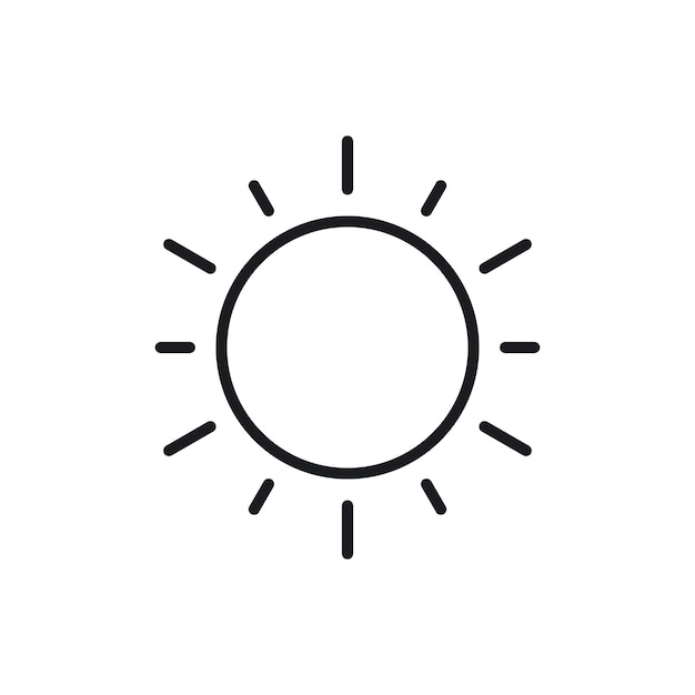 Icono de puesta de sol de verano símbolo vectorial de luz del sol signo de día soleado icono de día rayo de sol o símbolo de rayo de sol en negro relleno y estilo delineado