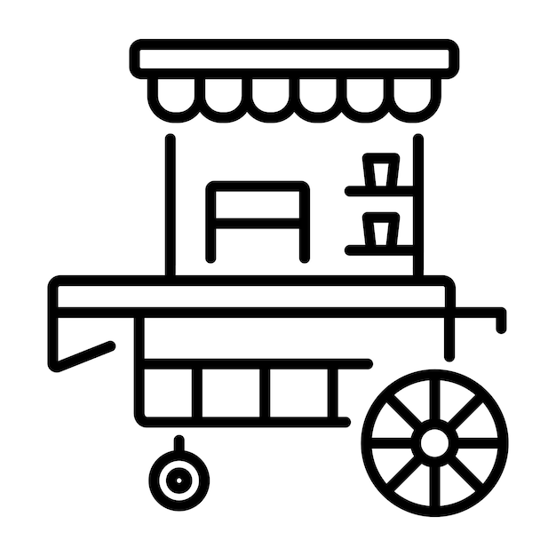 Icono de puesto de comida en estilo contorno