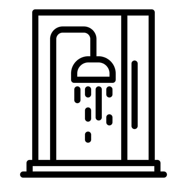 Icono de puesto de ducha de cuidado Icono de vector de puesto de ducha de cuidado de esquema para diseño web aislado sobre fondo blanco