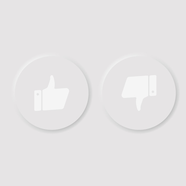 Icono de pulgar hacia arriba y hacia abajo en estilo de neumorfismo.Establecer como icono.Vector