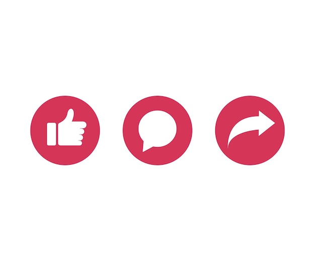 Ícono de pulgar y comentario y Compartir forma en las redes sociales