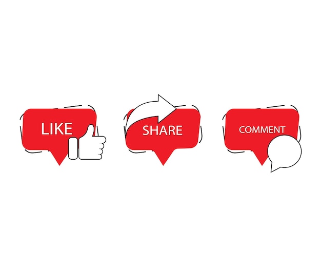 Ícono de pulgar y comentario y Compartir forma en las redes sociales