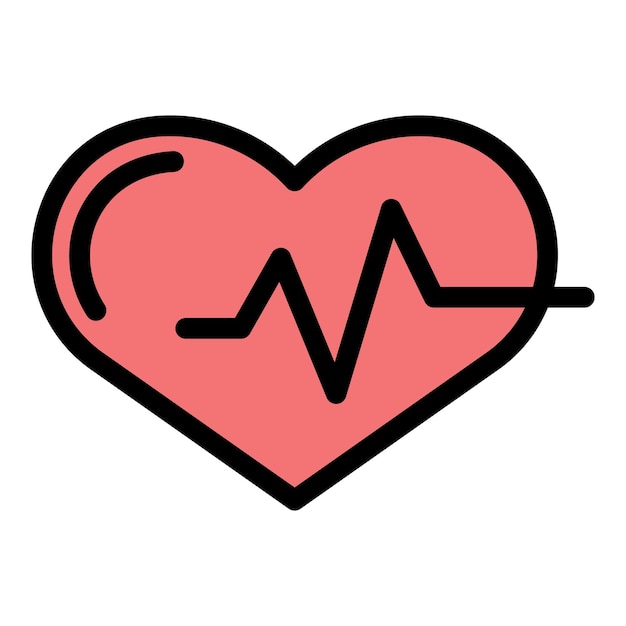 Icono del pulso cardíaco Contorno del vector del pulso cardiaco Icono del color plano aislado