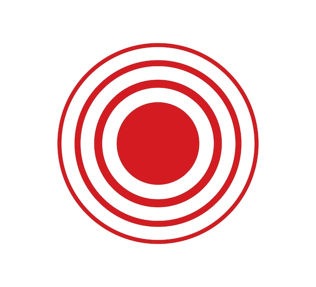 Icono de punto de dolor Marca de círculo rojo de dolor Símbolo de punto de destino para diseño médico Concepto asesino para dolores de cabeza dolores abdominales Trazo editable Ilustración vectorial aislada sobre fondo blanco