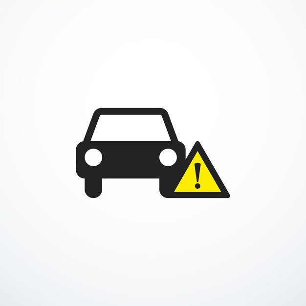 El icono del punto de exclamación del automóvil Ilustración vectorial