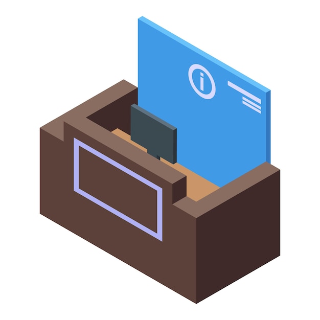 Icono de punto de información del aeropuerto Isométrico del icono de vector de punto de información del aeropuerto para diseño web aislado sobre fondo blanco