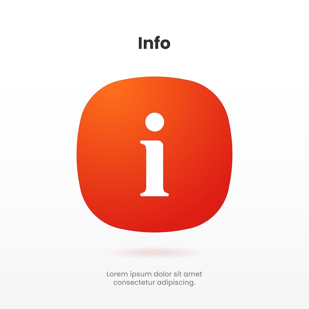 Icono de punto de información rojo 3d. símbolo de icono i. Símbolo de ayuda y pista. Preguntas frecuentes y símbolo de detalle. icono de información