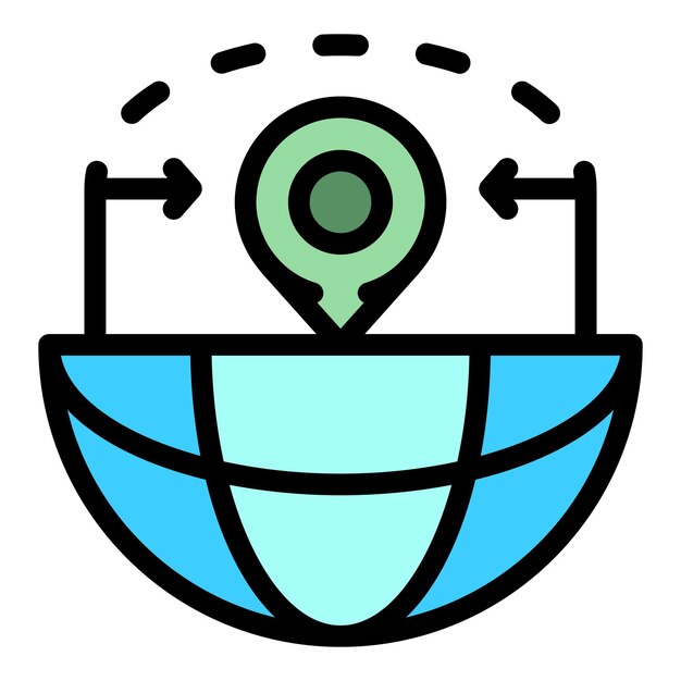 Icono de punto y medio globo Contorno de punto y mitad globo Icono vectorial de color plano aislado
