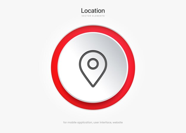 Icono de punto de pin de destino. Signo de símbolo de icono de puntero de ubicación de mapa rojo. Marcador gps para la aplicación móvil del sitio web