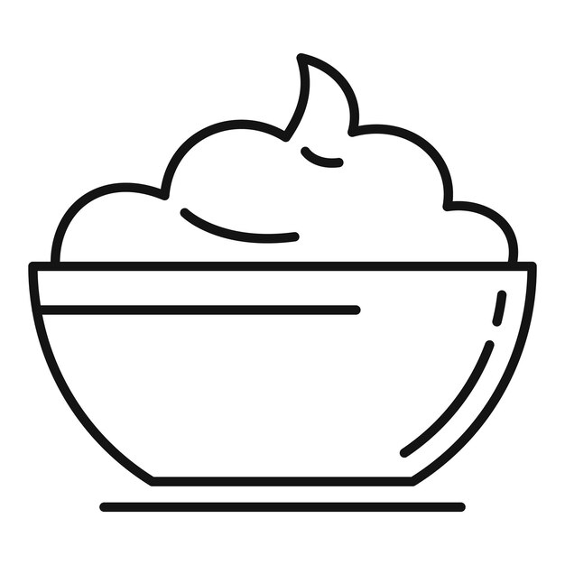Icono de puré de bebé de tazón Icono de vector de puré de bebé de tazón de contorno para diseño web aislado sobre fondo blanco