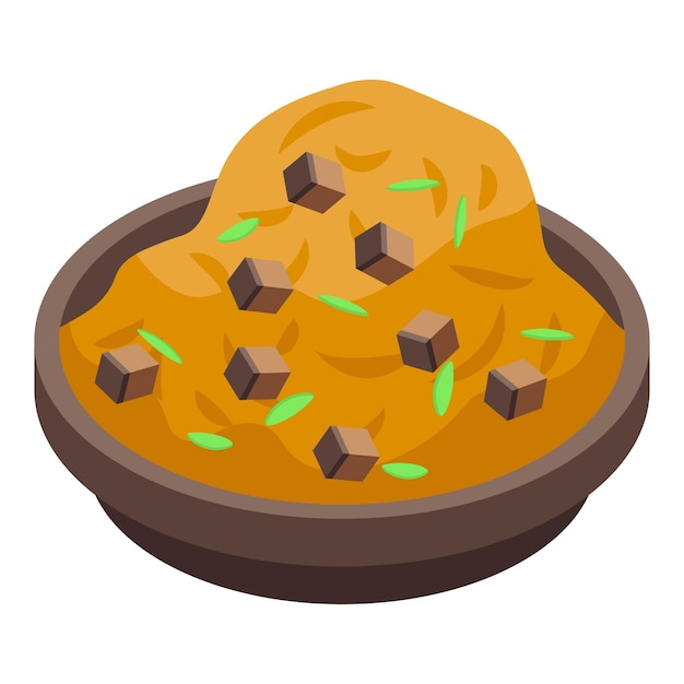 Icono de puré de papas cocidas Isométrica de puré de papas cocidas icono de vector para diseño web aislado sobre fondo blanco