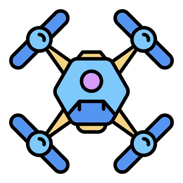 Icono de quadcopter Contorno quadcopter vector icono color plano aislado