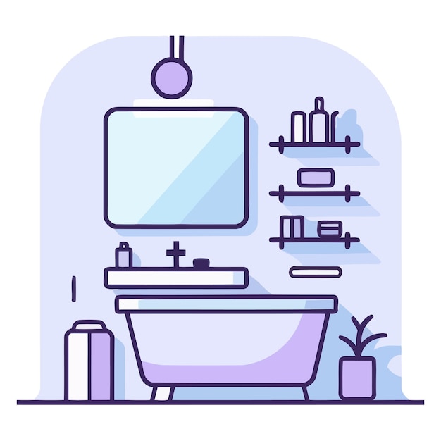 Vector un icono que ilustra un baño diseñado en un estilo vectorial simple que muestra típico