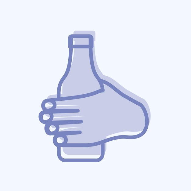 Icono que sostiene la botella adecuada para las acciones de la mano símbolo diseño de estilo de dos tonos editable