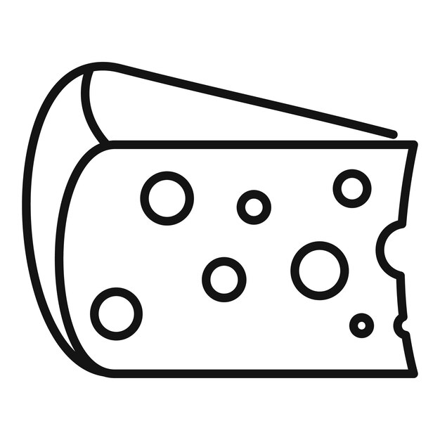 Icono de queso cheddar Contorno Icono de vector de queso cheddar para diseño web aislado sobre fondo blanco