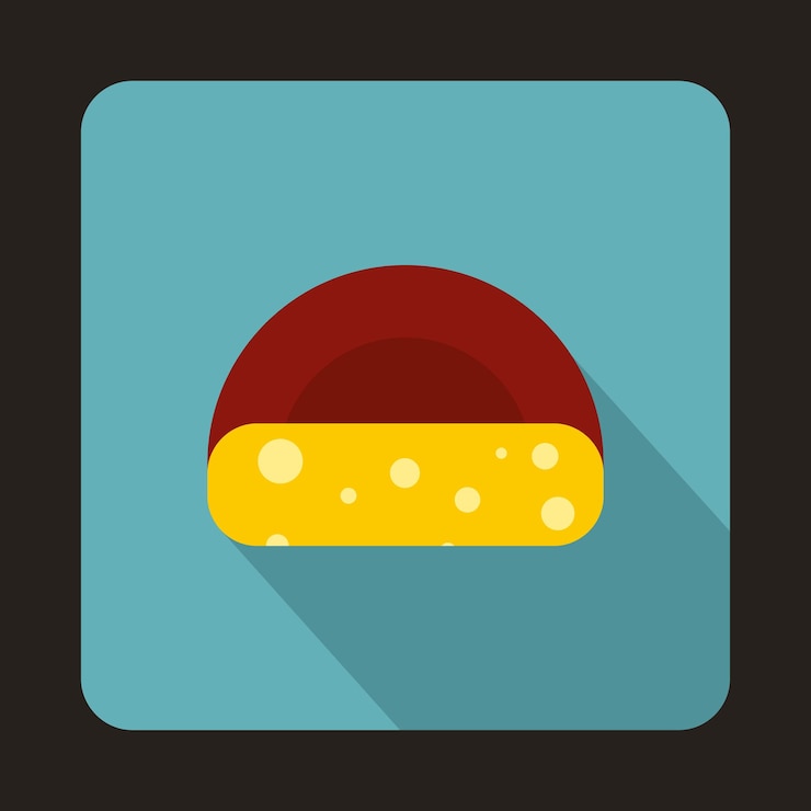 Vector icono de queso holandés en estilo plano con sombra larga símbolo de comida
