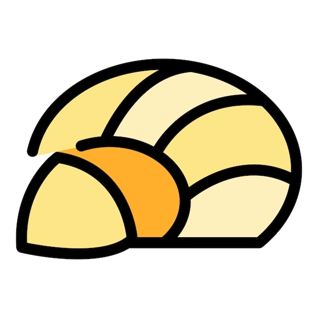 El icono del queso mozzarella Contorno del icono vectorial del quesomozzarella El color es plano y aislado