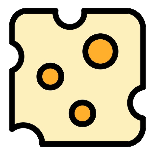 Icono de queso en rebanadas Contorno de queso rebanado Icono vectorial de color plano aislado