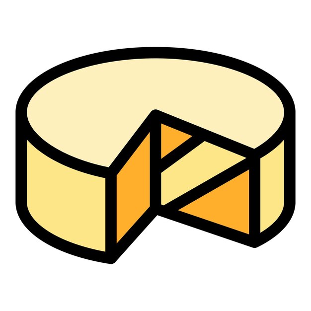 Icono de queso tradicional Esbozo del icono de queso vectorial tradicional Color plano aislado