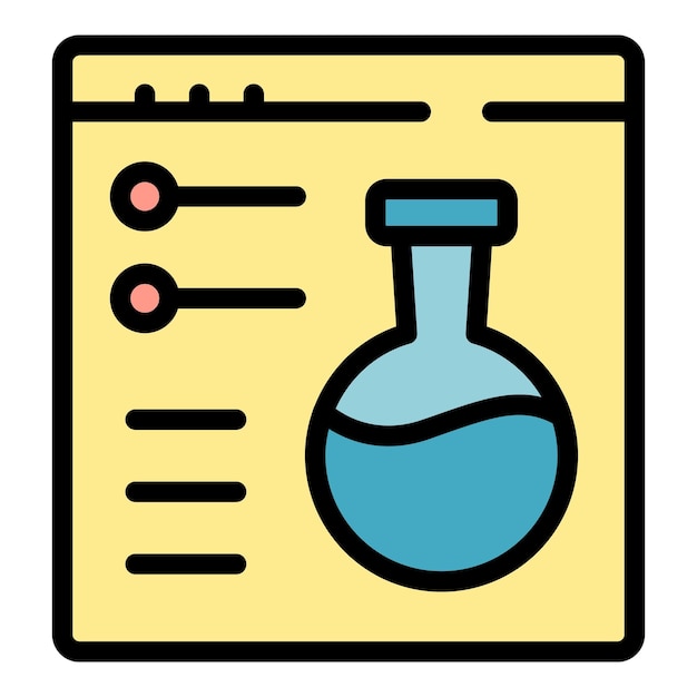 Icono de química en línea vector de contorno Clase de estudio Educación científica color plano