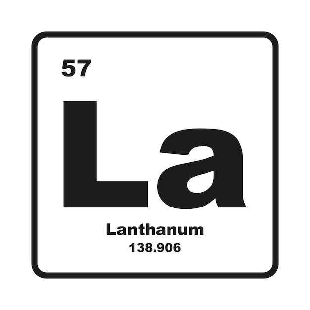Icono químico del lantano en la tabla periódica