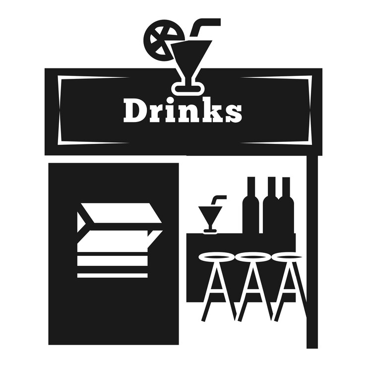 Vector icono de quiosco de la calle de bebidas ilustración simple del icono de vector de quiosco de la calle de bebidas para diseño web aislado sobre fondo blanco
