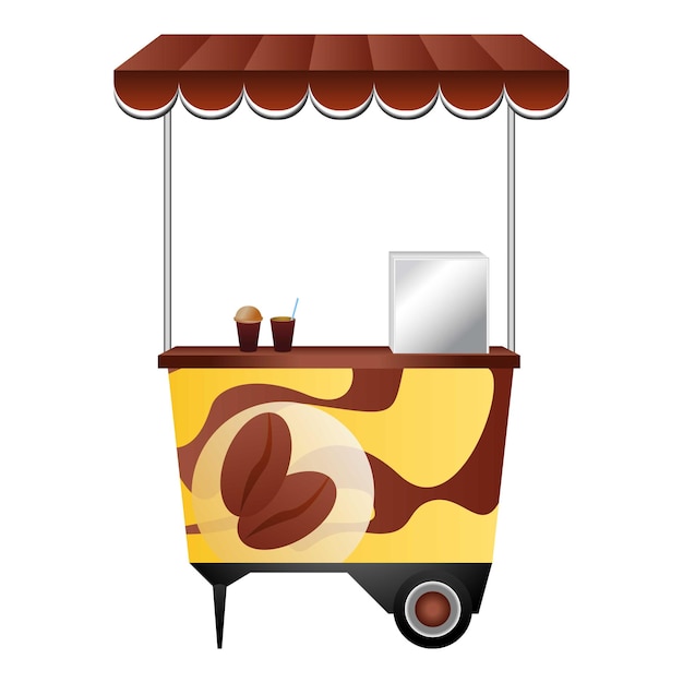 Icono de quiosco de calle de café Caricatura de icono de vector de quiosco de calle de café para diseño web aislado sobre fondo blanco
